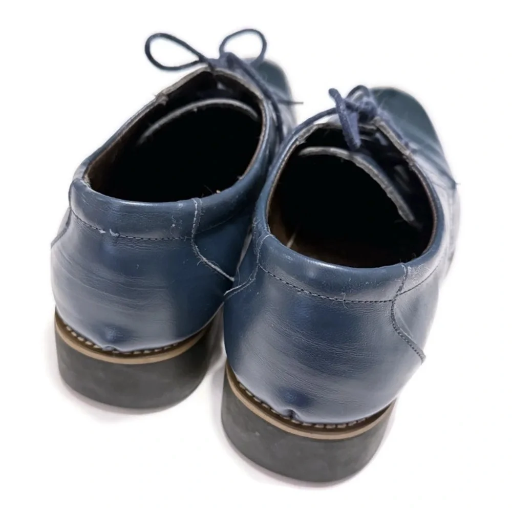 Vintage Blue Leather Lace Up Oxfords, Men's 8.5, Women's‎ 10